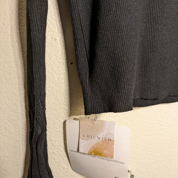 Chic Wish Black Sweater with Bow Detailsize Small - Picture 7 of 10